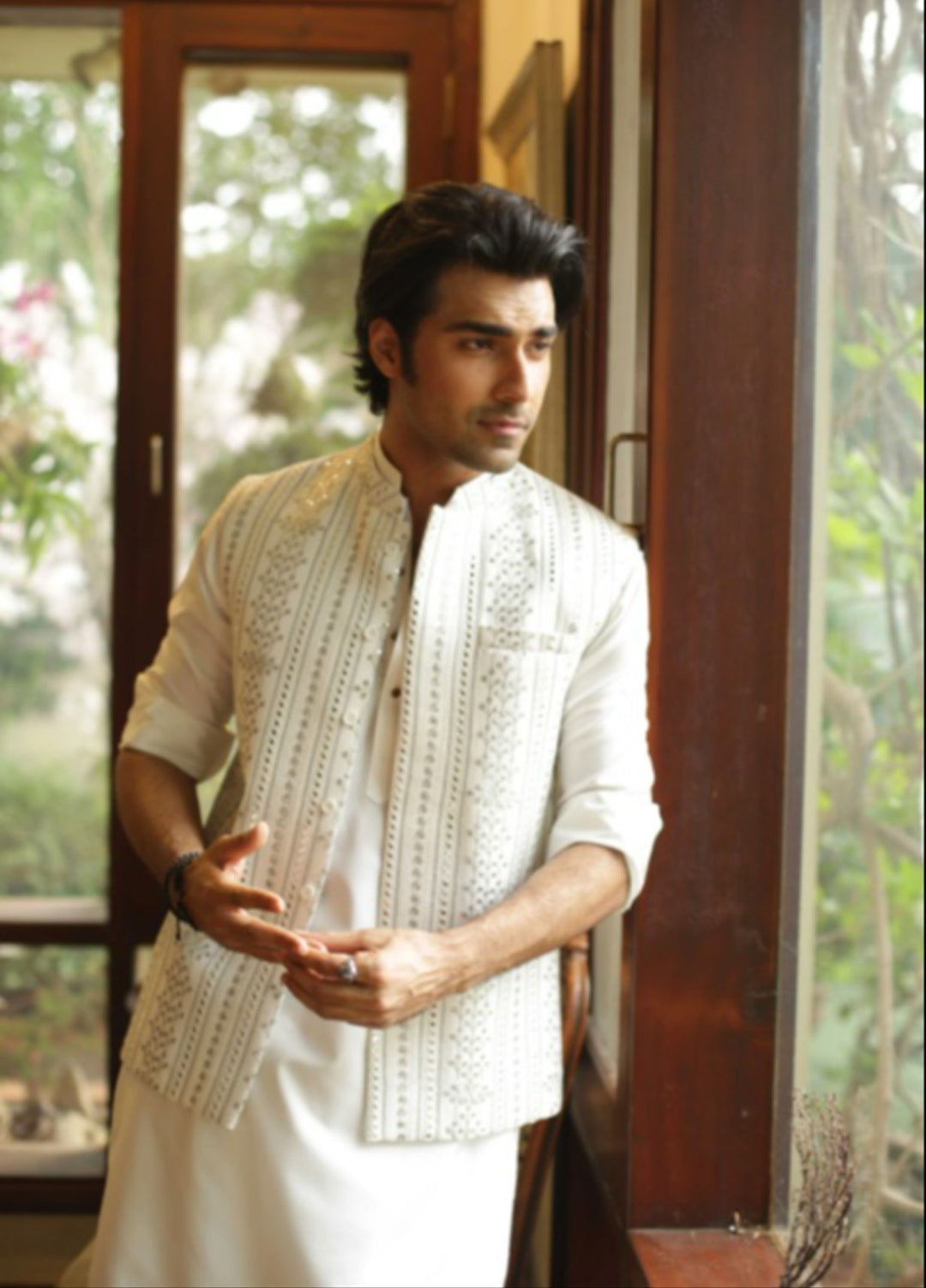 Luxe Waistcoat by Edge Republic Mens RTW Embroidered Wash N Wear 2 Piece Suit ER WC 2010 Festive Collection
