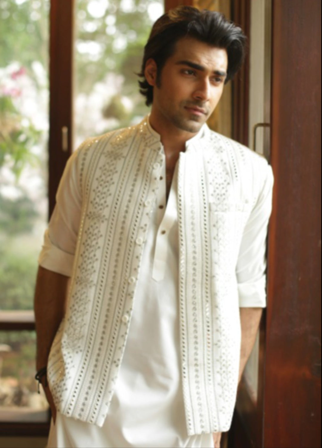 Luxe Waistcoat by Edge Republic Mens RTW Embroidered Wash N Wear 2 Piece Suit ER WC 2010 Festive Collection