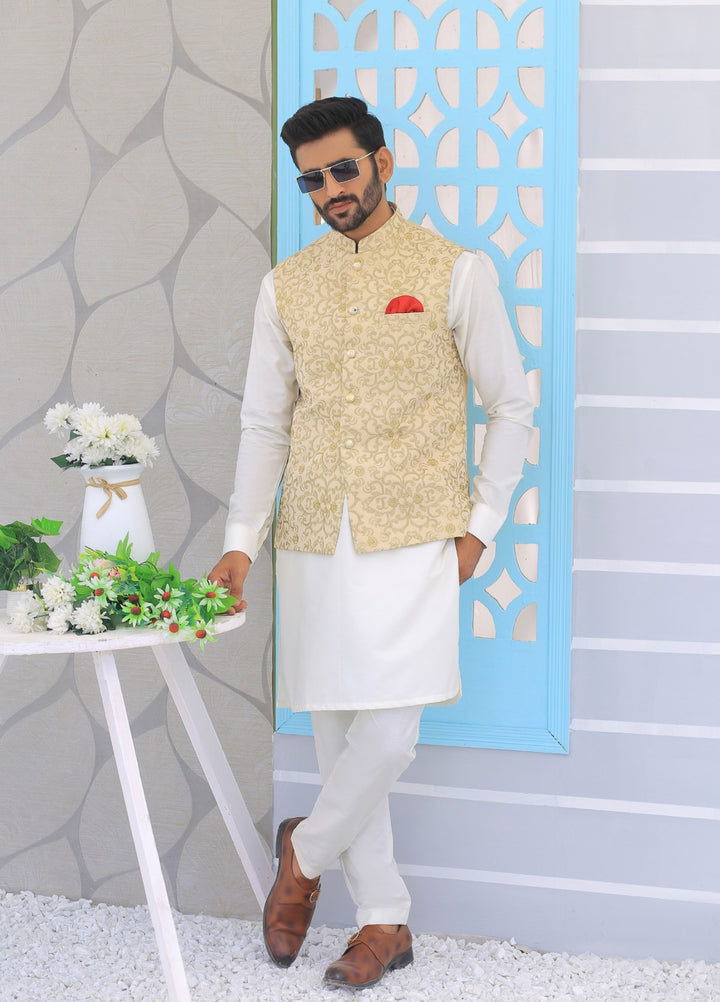 Luxe Waistcoat by Edge Republic Mens RTW Embroidered Wash N Wear 2 Piece Suit ER WC 1097 Festive Collection