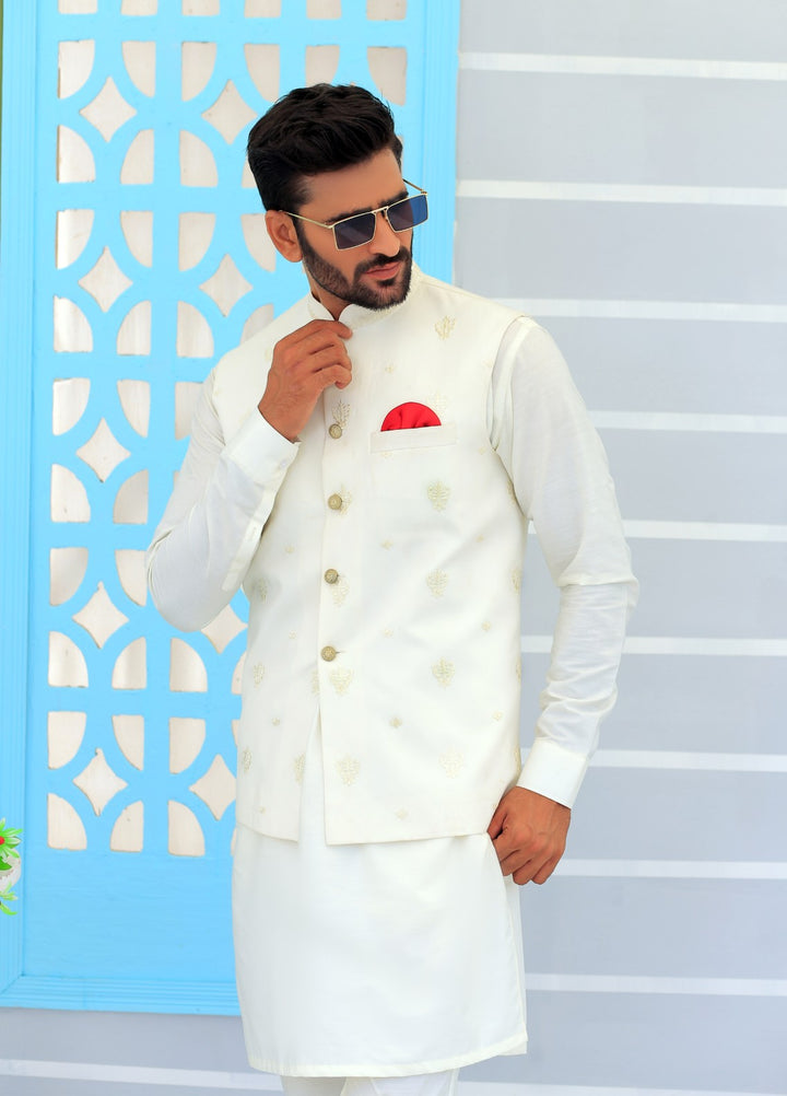 Luxe Waistcoat by Edge Republic Mens RTW Embroidered Wash N Wear 2 Piece Suit ER WC 1093 Festive Collection
