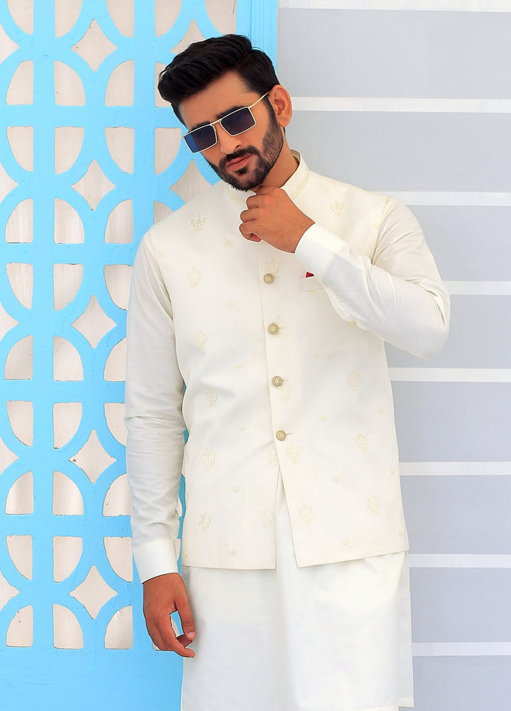Luxe Waistcoat by Edge Republic Mens RTW Embroidered Wash N Wear 2 Piece Suit ER WC 1093 Festive Collection