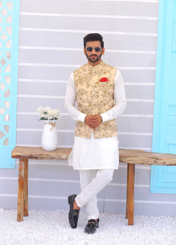 Luxe Waistcoat by Edge Republic Mens RTW Embroidered Wash N Wear 2 Piece Suit ER WC 1091 Festive Collection