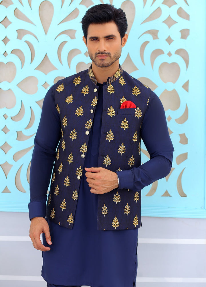 Luxe Waistcoat by Edge Republic Mens RTW Embroidered Wash N Wear 2 Piece Suit ER WC 1080 Festive Collection