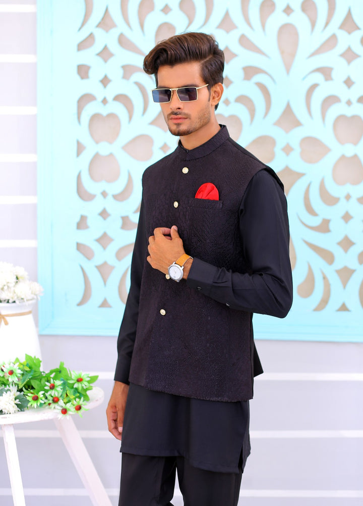 Luxe Waistcoat by Edge Republic Mens RTW Embroidered Wash N Wear 2 Piece Suit ER WC 1079 Festive Collection