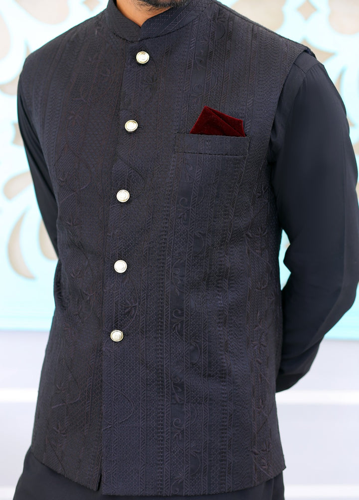 Luxe Waistcoat by Edge Republic Mens RTW Embroidered Wash N Wear 2 Piece Suit ER WC 1077 Festive Collection