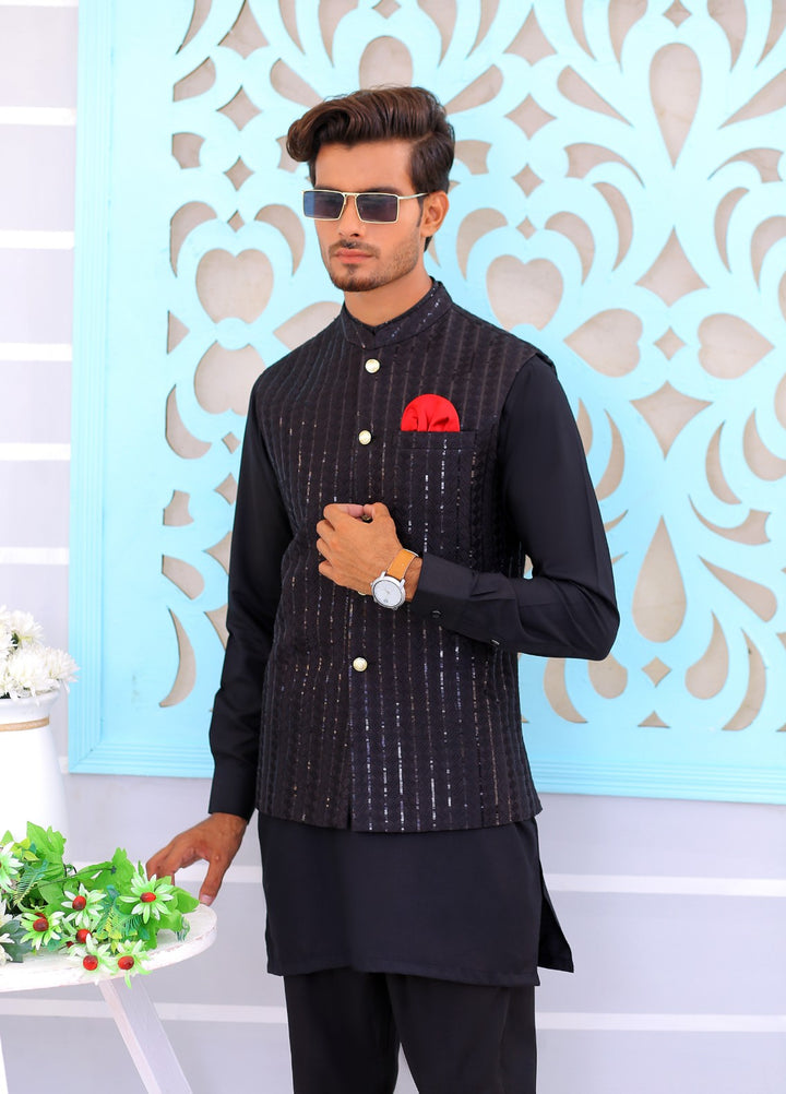 Luxe Waistcoat by Edge Republic Mens RTW Embroidered Wash N Wear 2 Piece Suit ER WC 1075 Festive Collection