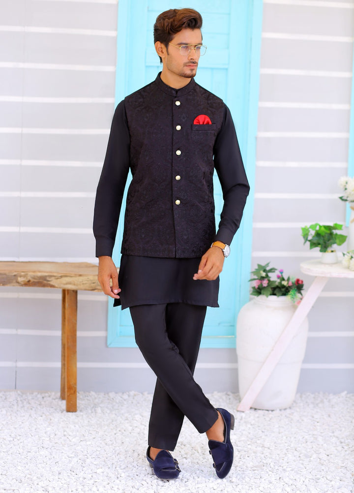 Luxe Waistcoat by Edge Republic Mens RTW Embroidered Wash N Wear 2 Piece Suit ER WC 1072 Festive Collection