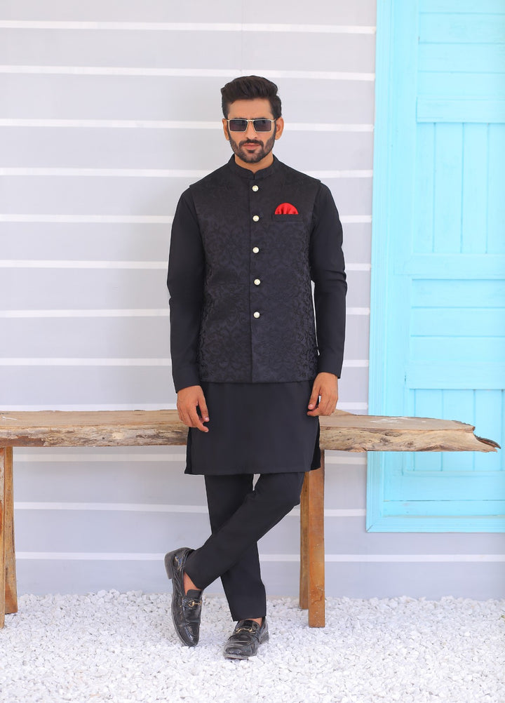 Luxe Waistcoat by Edge Republic Mens RTW Embroidered Wash N Wear 2 Piece Suit ER WC 1071 Festive Collection
