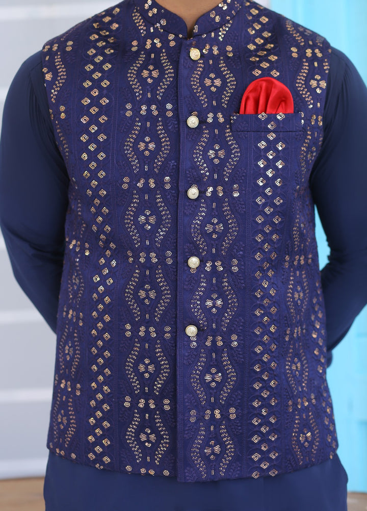 Luxe Waistcoat by Edge Republic Mens RTW Embroidered Wash N Wear 2 Piece Suit ER WC 1070 Festive Collection