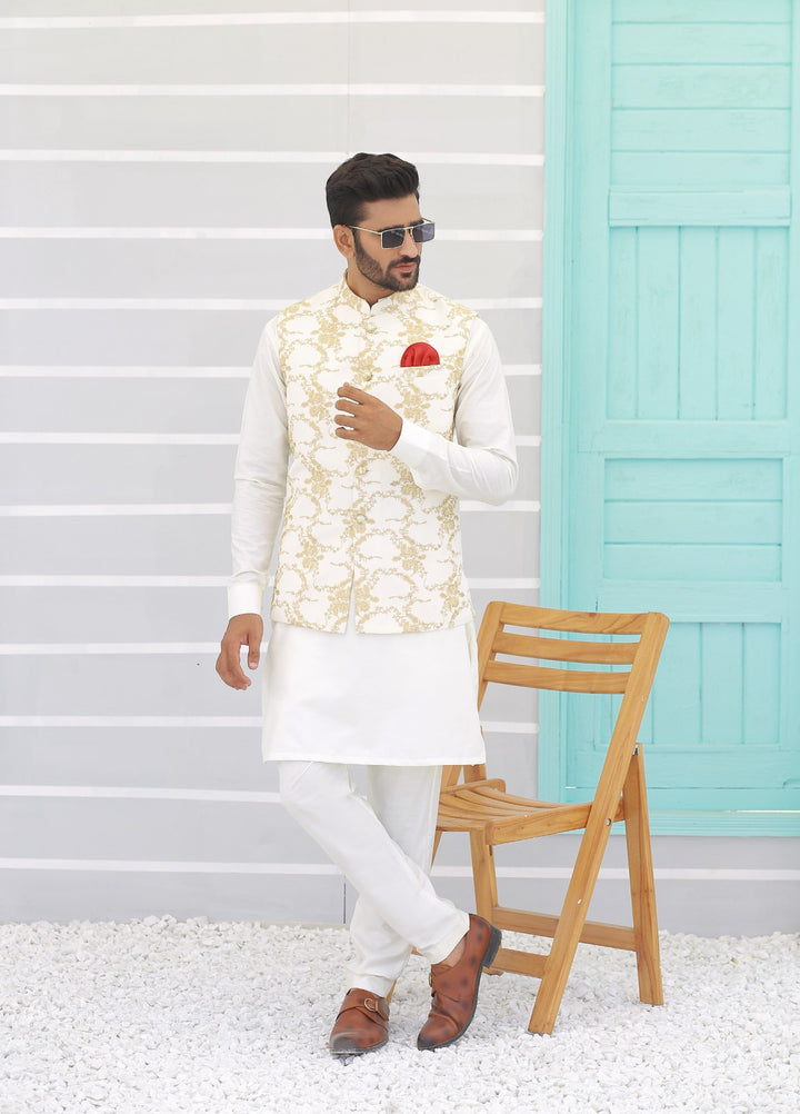 Luxe Waistcoat by Edge Republic Mens RTW Embroidered Wash N Wear 2 Piece Suit ER WC 1069 Festive Collection