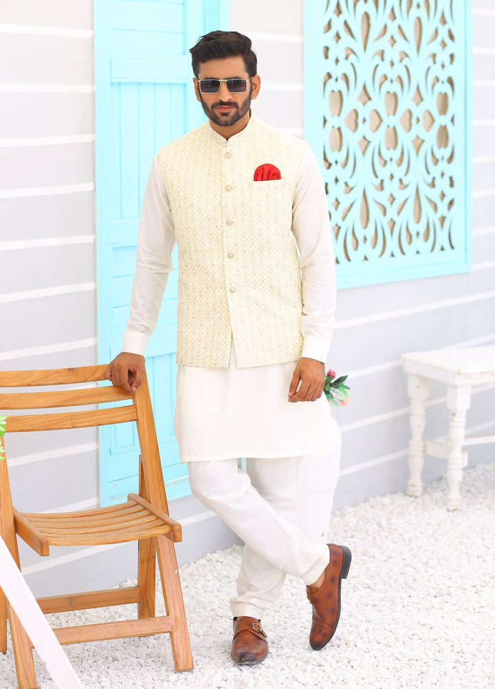 Luxe Waistcoat by Edge Republic Mens RTW Embroidered Wash N Wear 2 Piece Suit ER WC 1067 Festive Collection