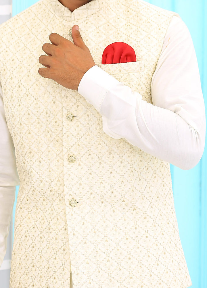 Luxe Waistcoat by Edge Republic Mens RTW Embroidered Wash N Wear 2 Piece Suit ER WC 1067 Festive Collection