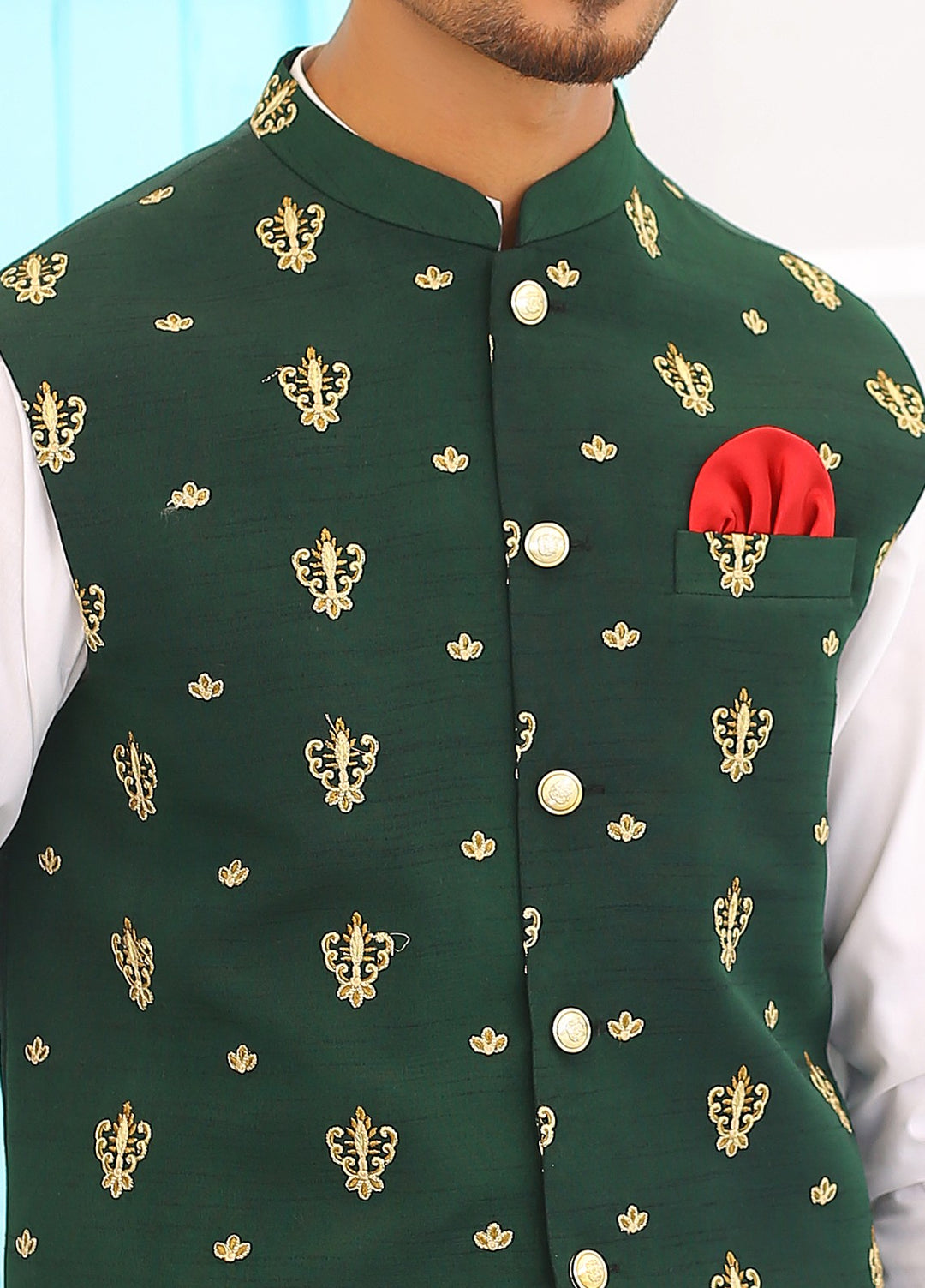 Luxe Waistcoat by Edge Republic Mens RTW Embroidered Wash N Wear 2 Piece Suit ER WC 1066 Festive Collection