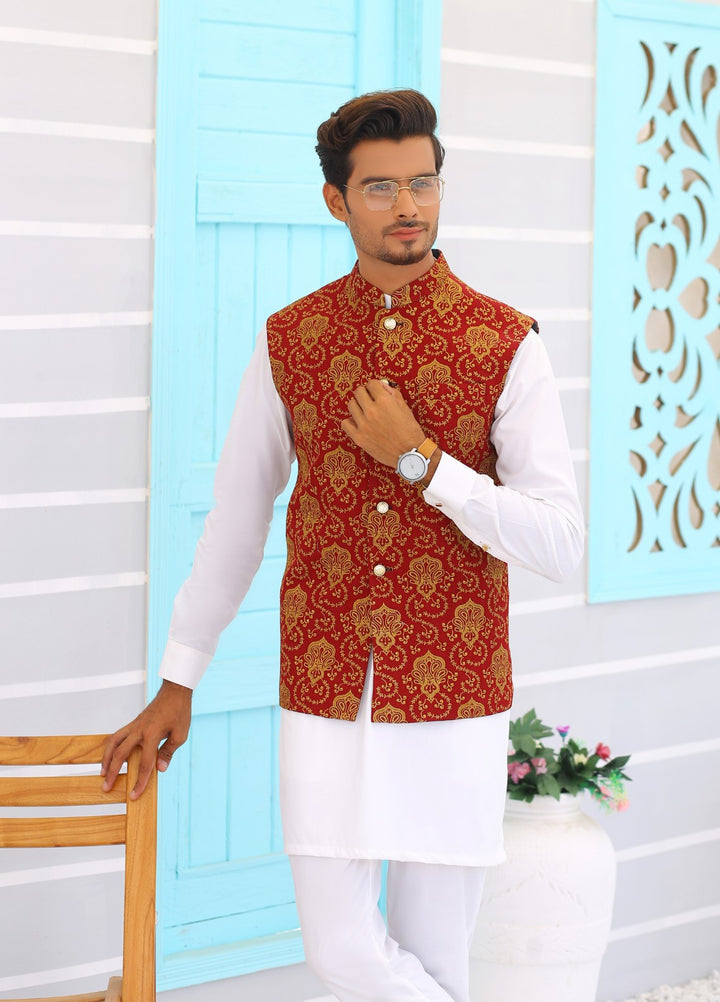 Luxe Waistcoat by Edge Republic Mens RTW Embroidered Wash N Wear 2 Piece Suit ER WC 1065 Festive Collection