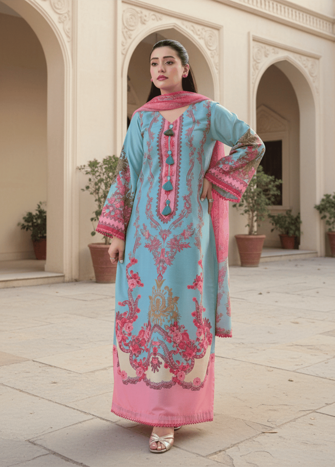 Syra's Atelier RTW Printed Lawn 3 Piece Suit Zariah Kaftan Casual Collection