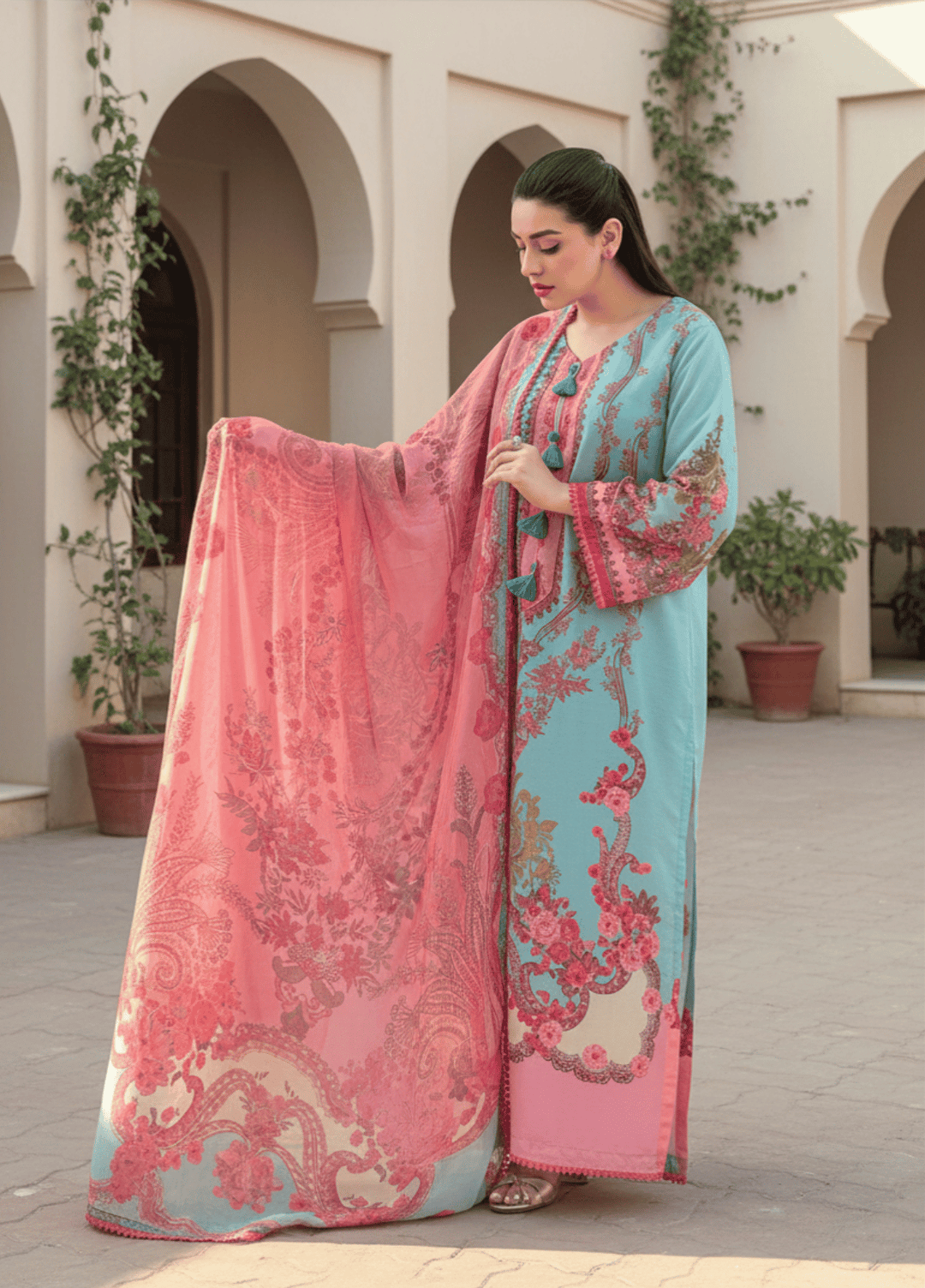 Syra's Atelier RTW Printed Lawn 3 Piece Suit Zariah Kaftan Casual Collection
