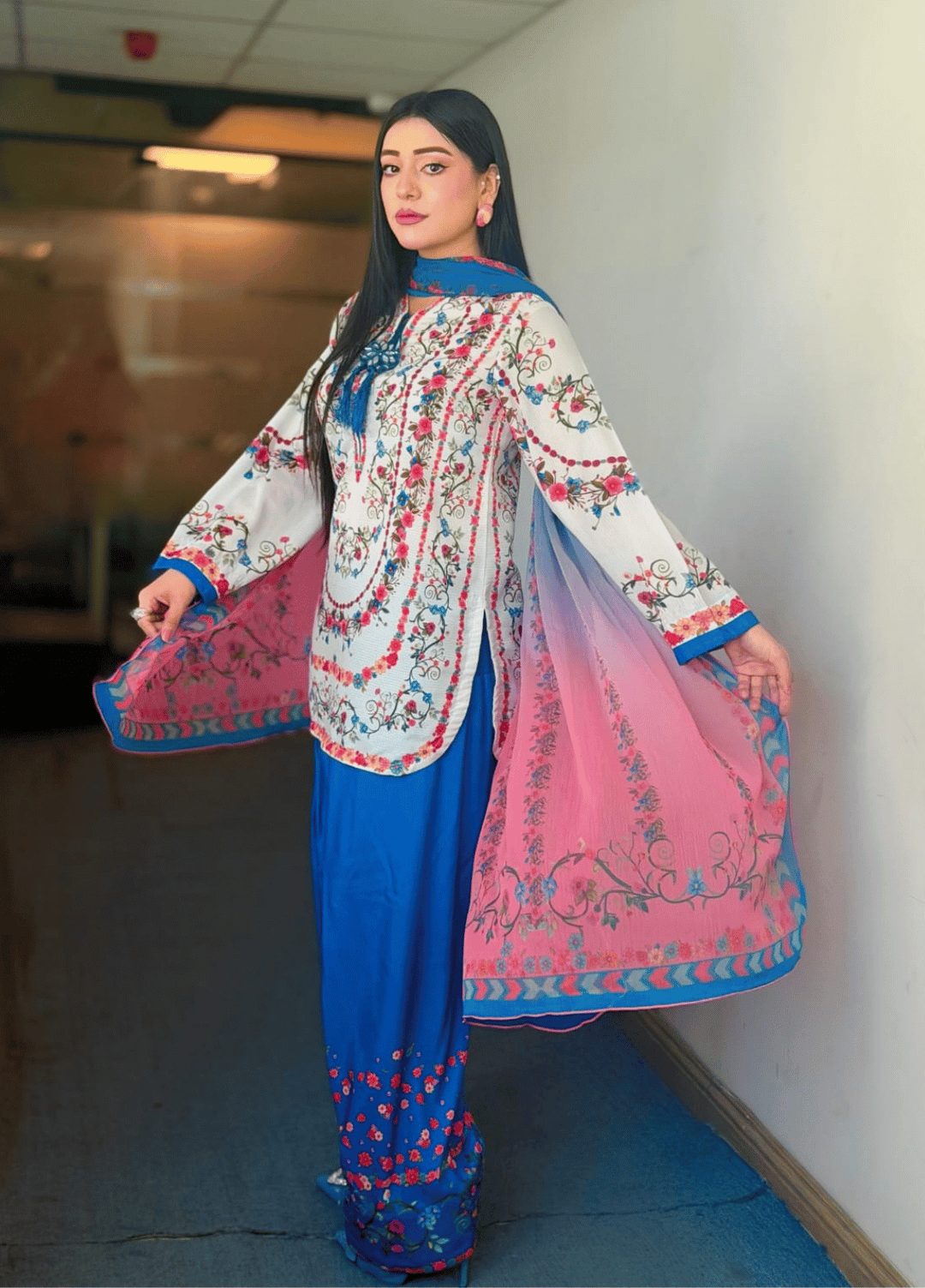 Syra's Atelier RTW Printed Lawn 3 Piece Suit Jahan Ara Blue Casual Collection