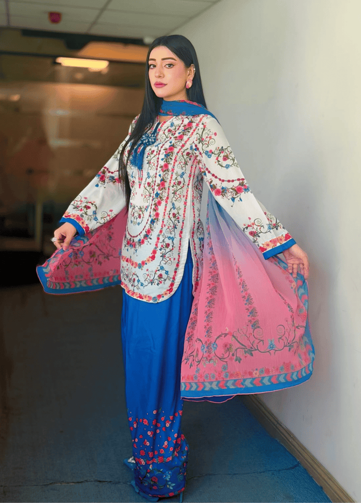 Syra's Atelier RTW Printed Lawn 3 Piece Suit Jahan Ara Blue Casual Collection