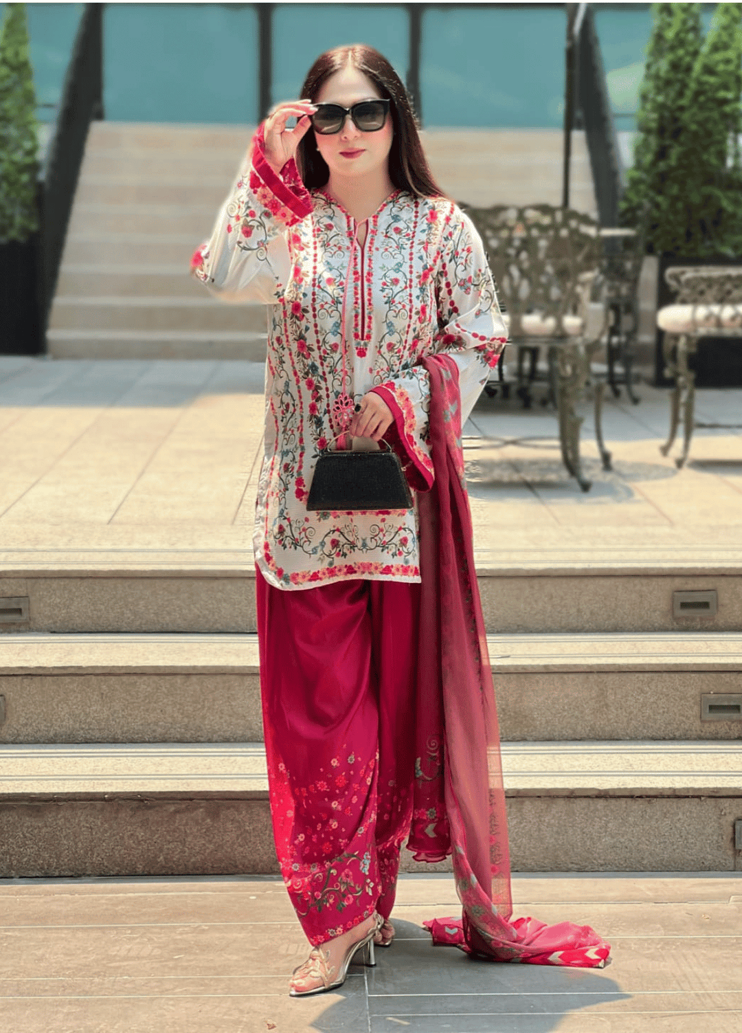 Syra's Atelier RTW Printed Lawn 3 Piece Suit Jahan Ara Pink Casual Collection