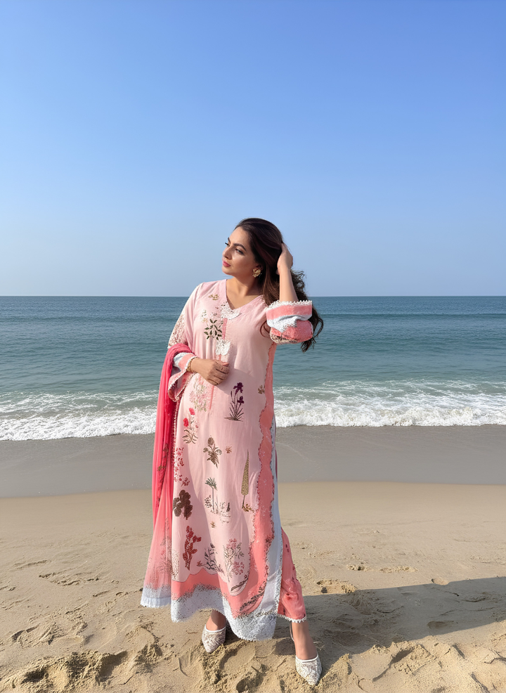 Syra's Atelier RTW Printed Lawn 3 Piece Suit Blushia Kaftan Casual Collection