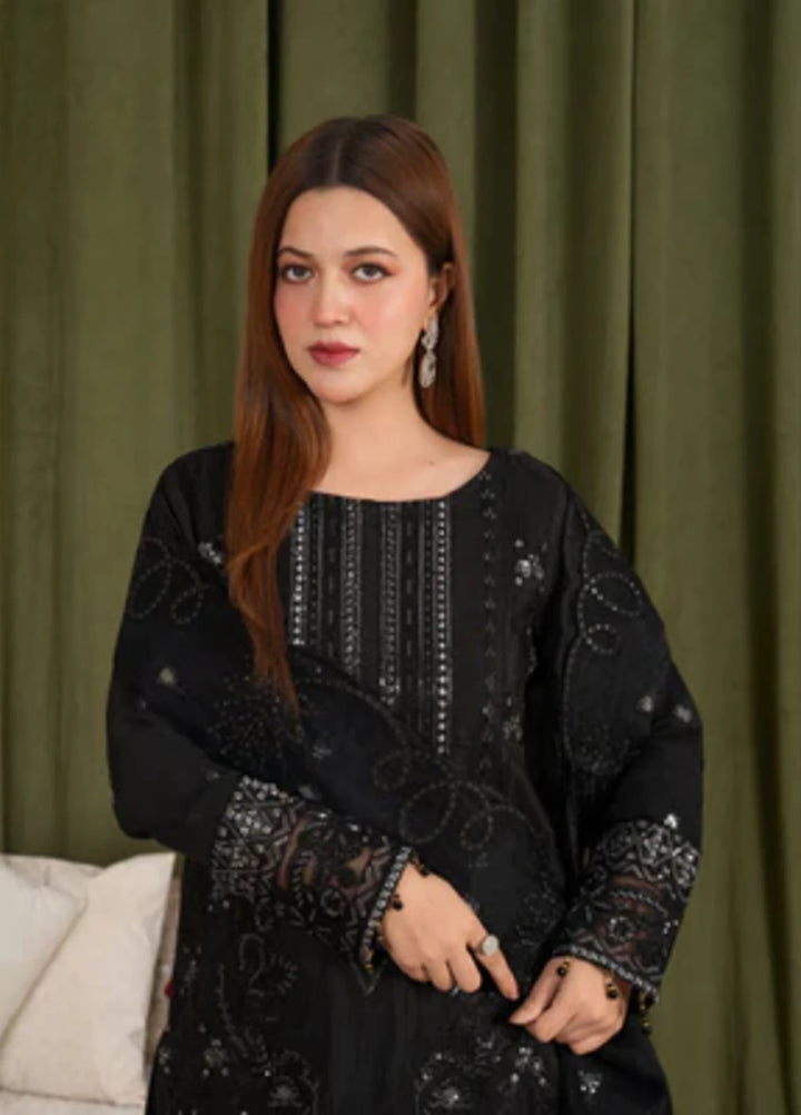 Sehrish by Maherposh RTW Embroidered Viscose Raw Silk 3 Piece Suit MP-SR-02 NOIR ELEGANCE Festive Collection