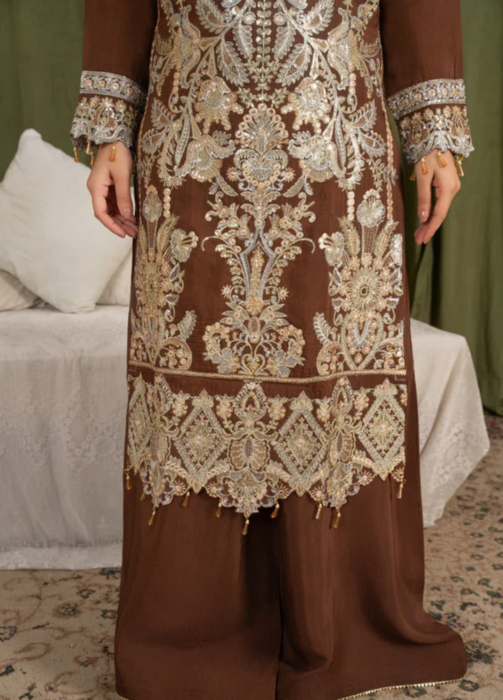 Sehrish by Maherposh RTW Embroidered Viscose Raw Silk 3 Piece Suit MP-SR-05 COCOA HERITAGE Festive Collection