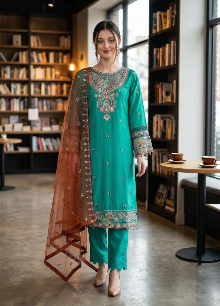 Maher E Naseeb by Maherposh RTW Embroidered Chiffon 3 Piece Suit HM-2013 Festive Collection