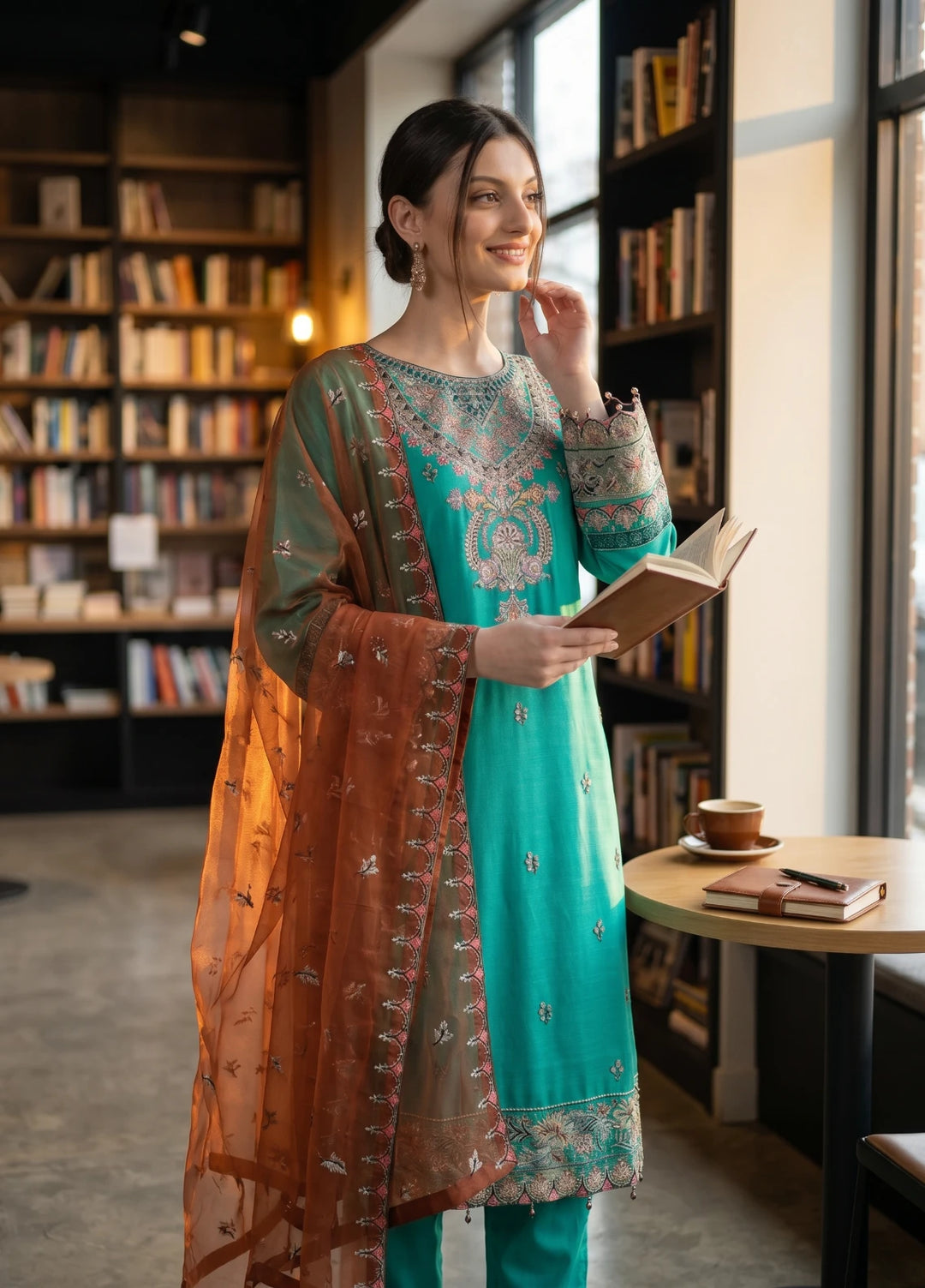 Maher E Naseeb by Maherposh RTW Embroidered Chiffon 3 Piece Suit HM-2013 Festive Collection