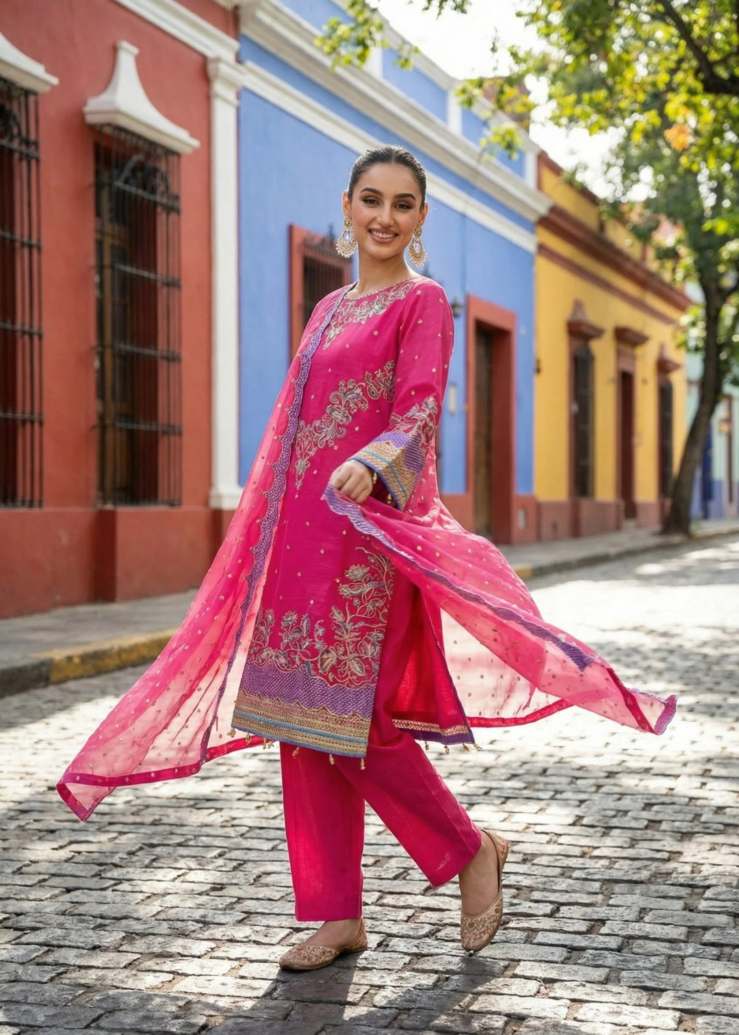 Maher E Naseeb by Maherposh RTW Embroidered Chiffon 3 Piece Suit HM-1040 Festive Collection