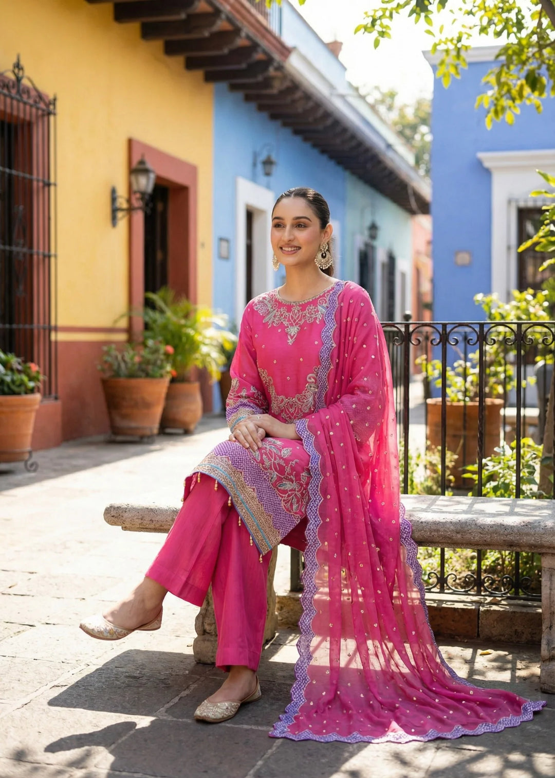 Maher E Naseeb by Maherposh RTW Embroidered Chiffon 3 Piece Suit HM-1040 Festive Collection