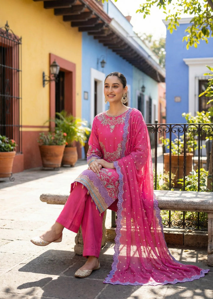 Maher E Naseeb by Maherposh RTW Embroidered Chiffon 3 Piece Suit HM-1040 Festive Collection