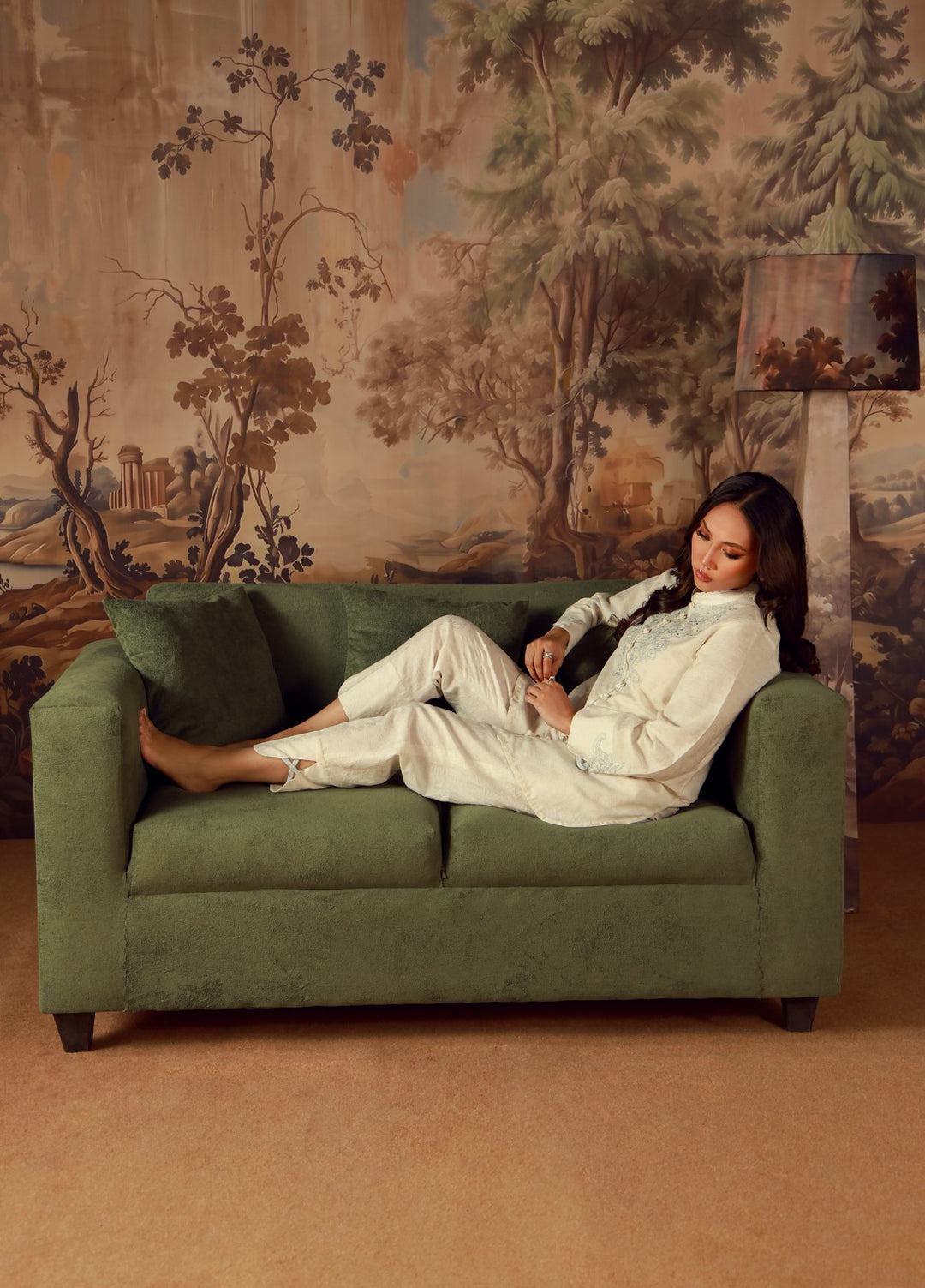 Sahar Women RTW Embroidered Jacquard 2 Piece Suit Moonstone Casual Collection