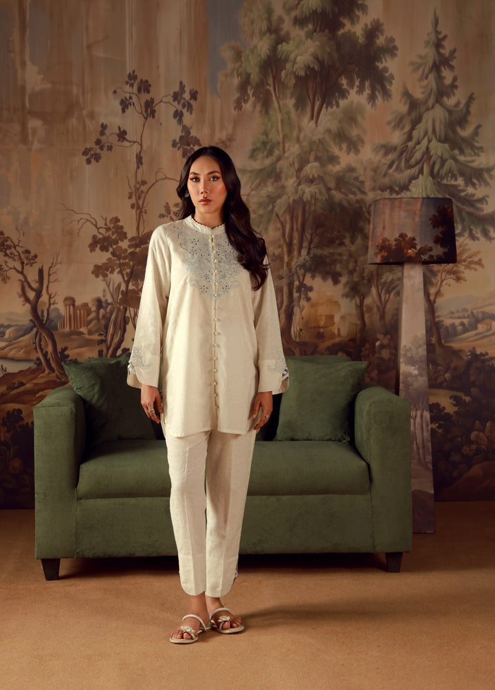 Sahar Women RTW Embroidered Jacquard 2 Piece Suit Moonstone Casual Collection