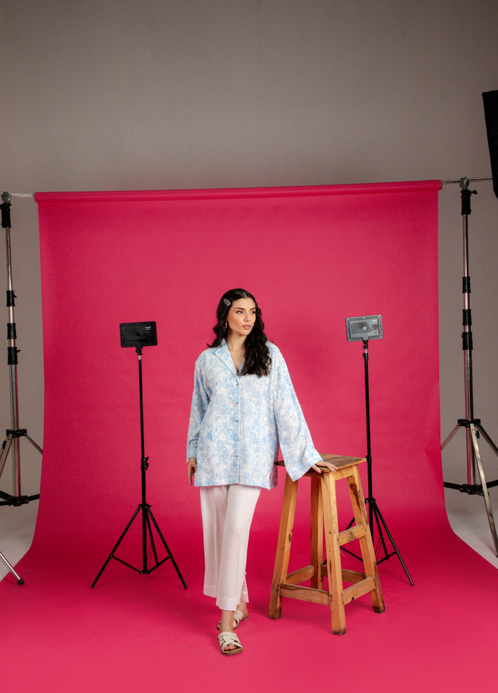 Sahar Women RTW Embroidered Cotton 2 Piece Suit Nova blue Casual Collection