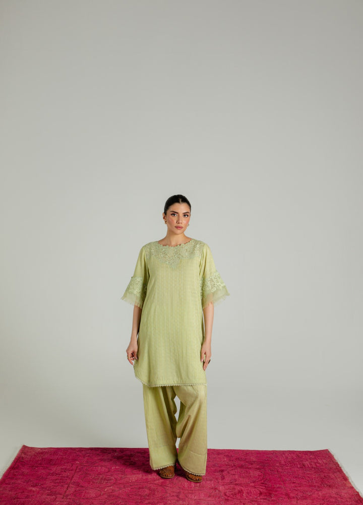 Sahar Women RTW Embroidered Cotton 2 Piece Suit Pistachio bloom Casual Collection