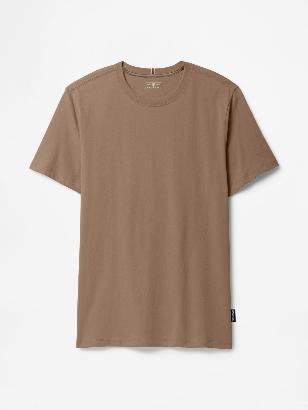 Brumano Mens RTW Solids Cotton Shirt Brown Crew Neck Western Collection