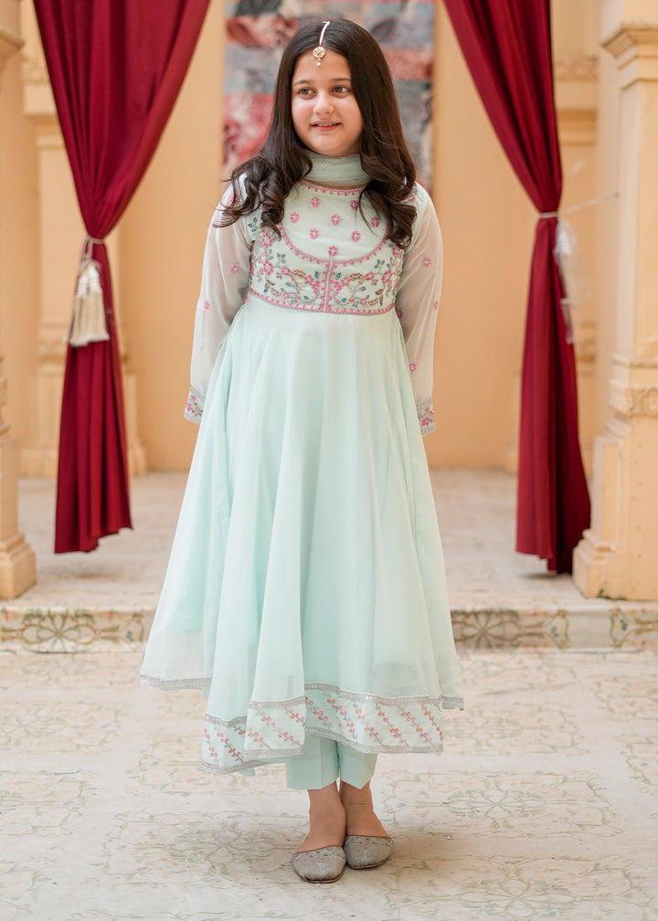 Modest Girls RTW Embroidered Crinkle 3 Piece Suit C-Blue Festive Collection