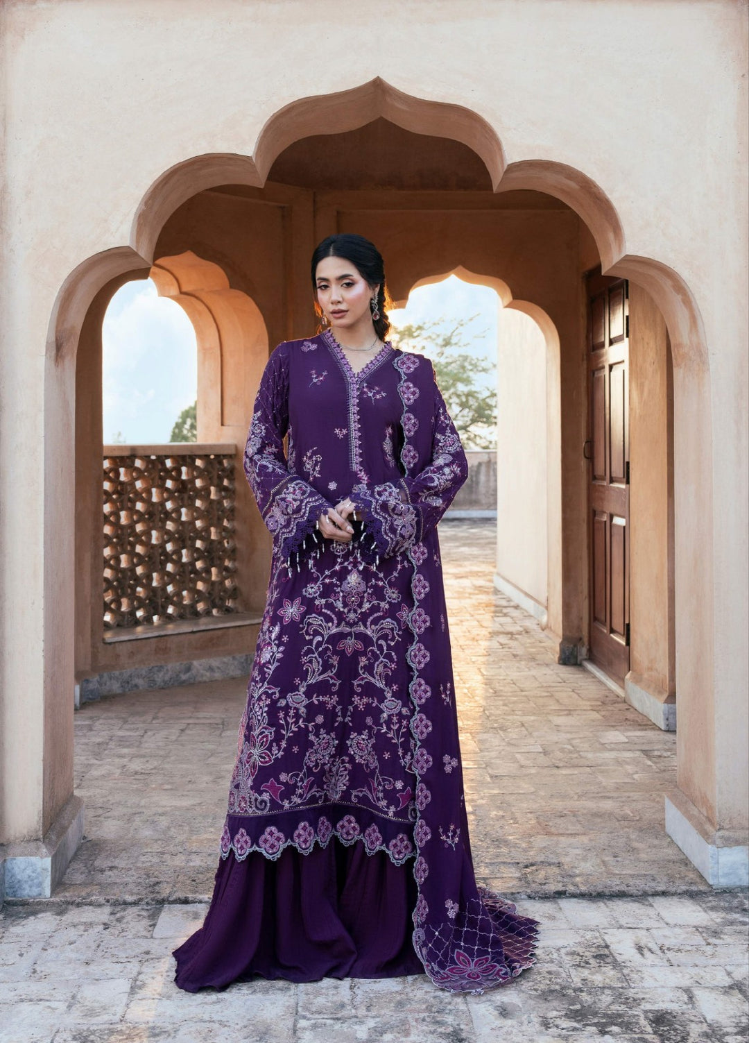Rusukh by Sahane Unstitched Embroidered Raw Silk 3 Piece Suit DALIYA Festive Collection