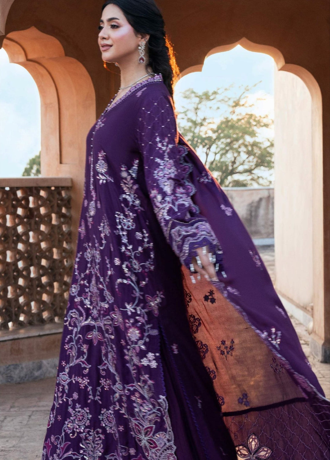 Rusukh by Sahane Unstitched Embroidered Raw Silk 3 Piece Suit DALIYA Festive Collection
