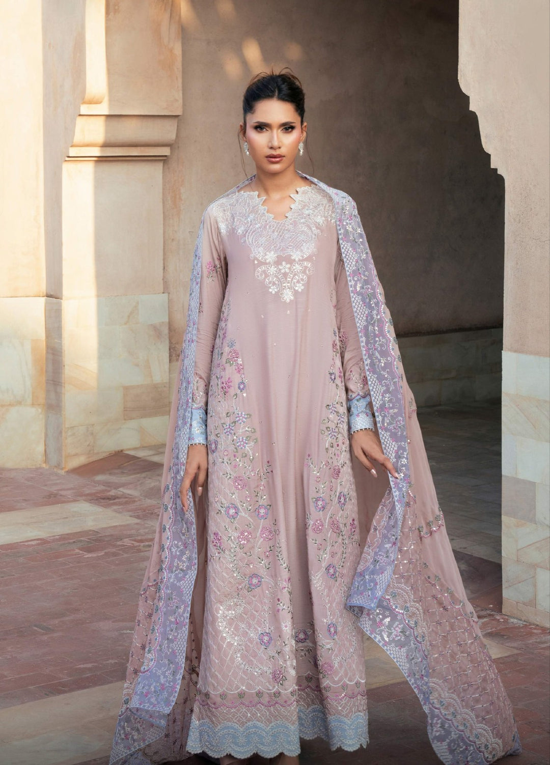 Rusukh by Sahane Unstitched Embroidered Raw Silk 3 Piece Suit ABROO Festive Collection
