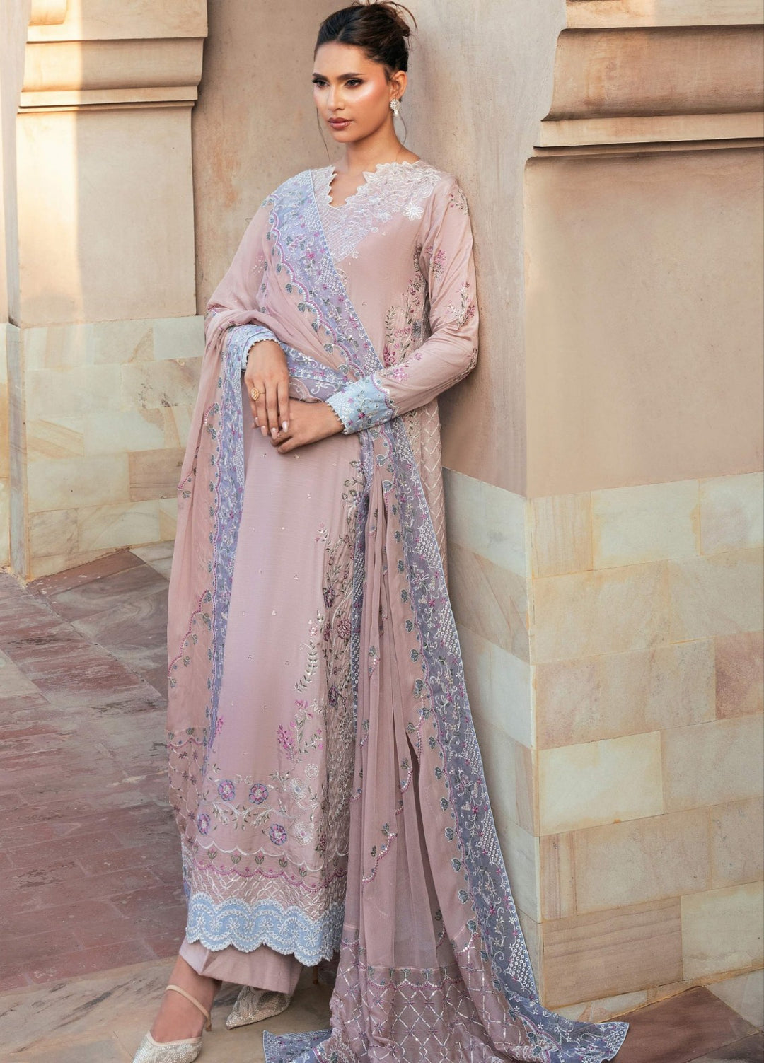 Rusukh by Sahane Unstitched Embroidered Raw Silk 3 Piece Suit ABROO Festive Collection