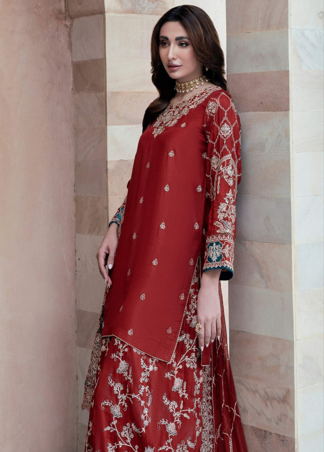 Rusukh by Sahane Unstitched Embroidered Raw Silk 3 Piece Suit RENISA Festive Collection
