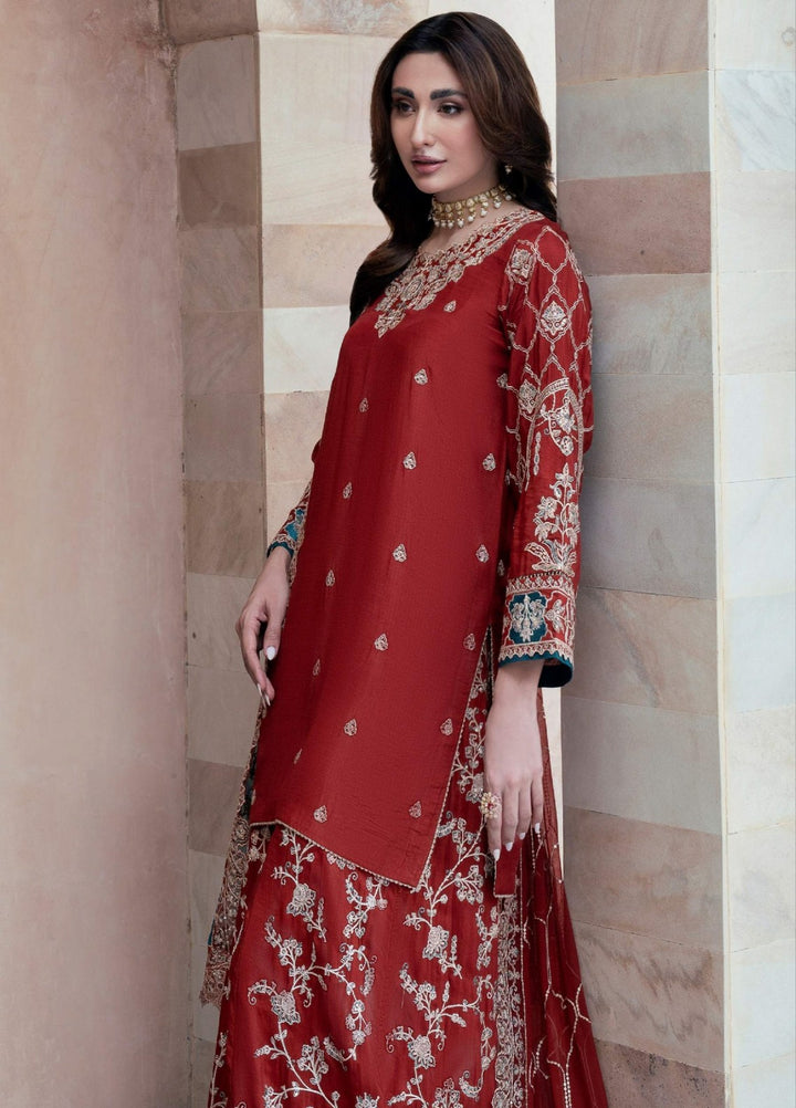 Rusukh by Sahane Unstitched Embroidered Raw Silk 3 Piece Suit RENISA Festive Collection