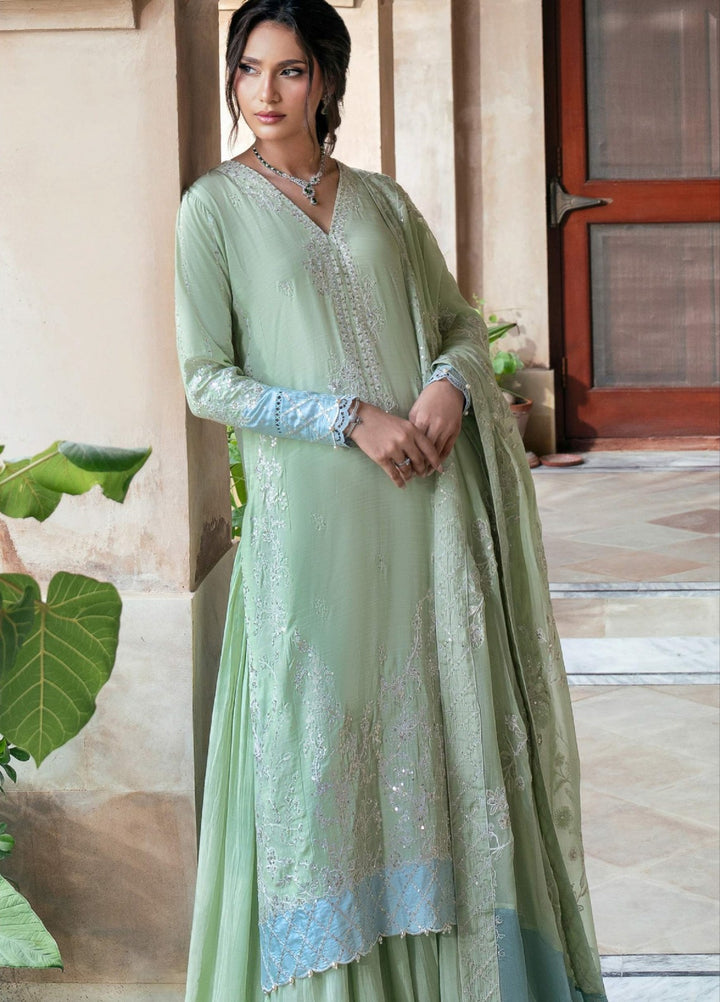 Rusukh by Sahane Unstitched Embroidered Raw Silk 3 Piece Suit MEHRMA Festive Collection