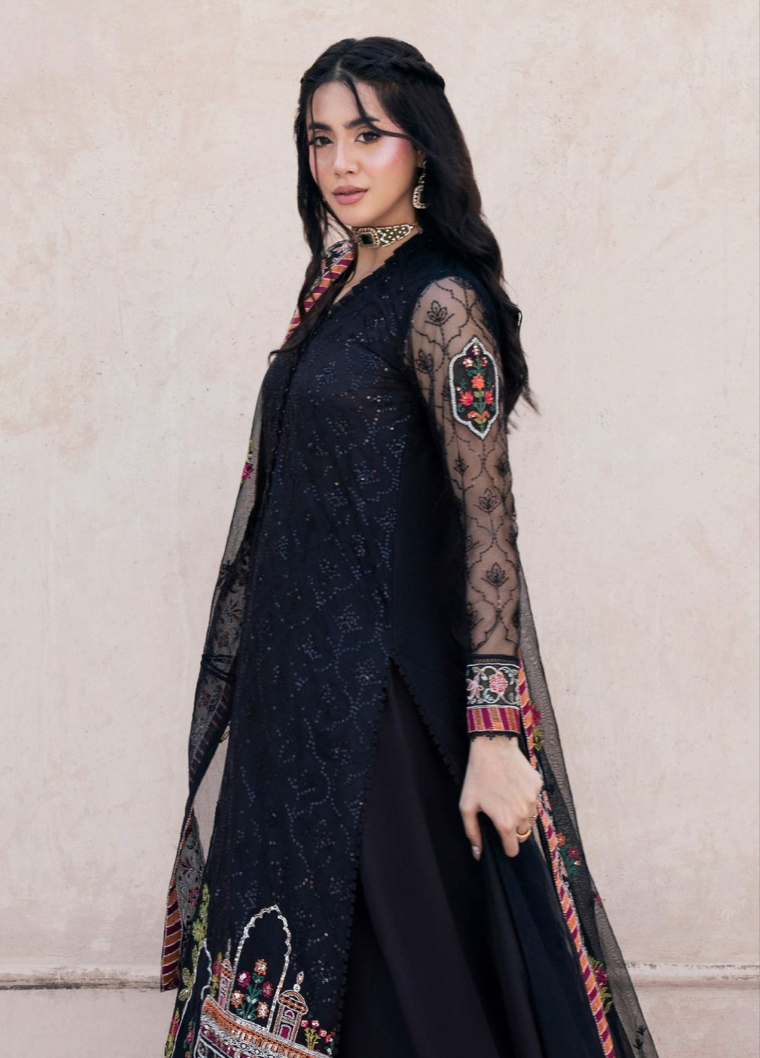 Rusukh by Sahane Unstitched Embroidered Net 3 Piece Suit ZAHLIA Festive Collection
