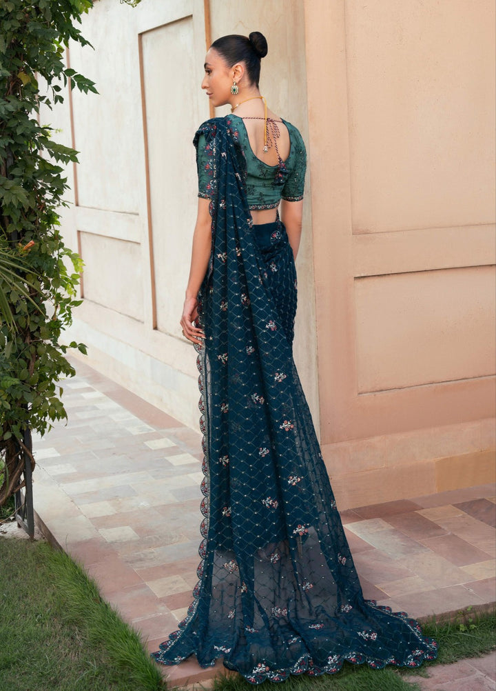Rusukh by Sahane Unstitched Embroidered Chiffon Saree Suit GHAZAL Festive Collection