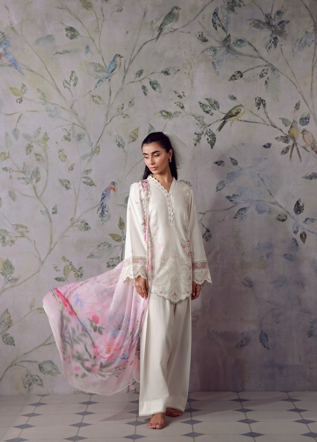Sahar Women RTW Chikankari Cambric 3 Piece Suit Roselle Festive Collection