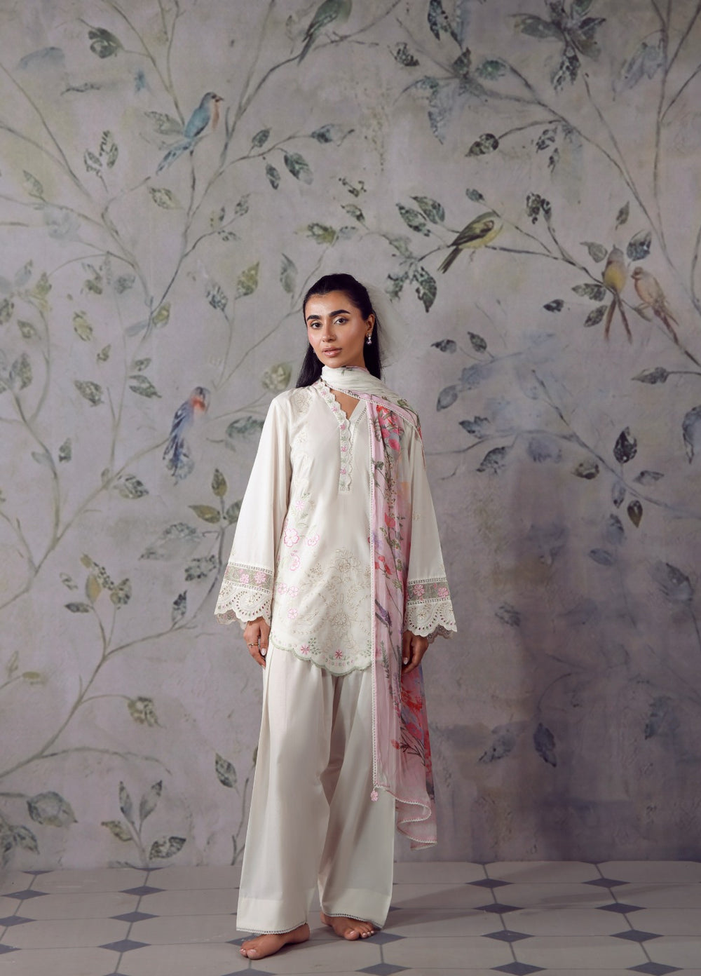 Sahar Women RTW Chikankari Cambric 3 Piece Suit Roselle Festive Collection
