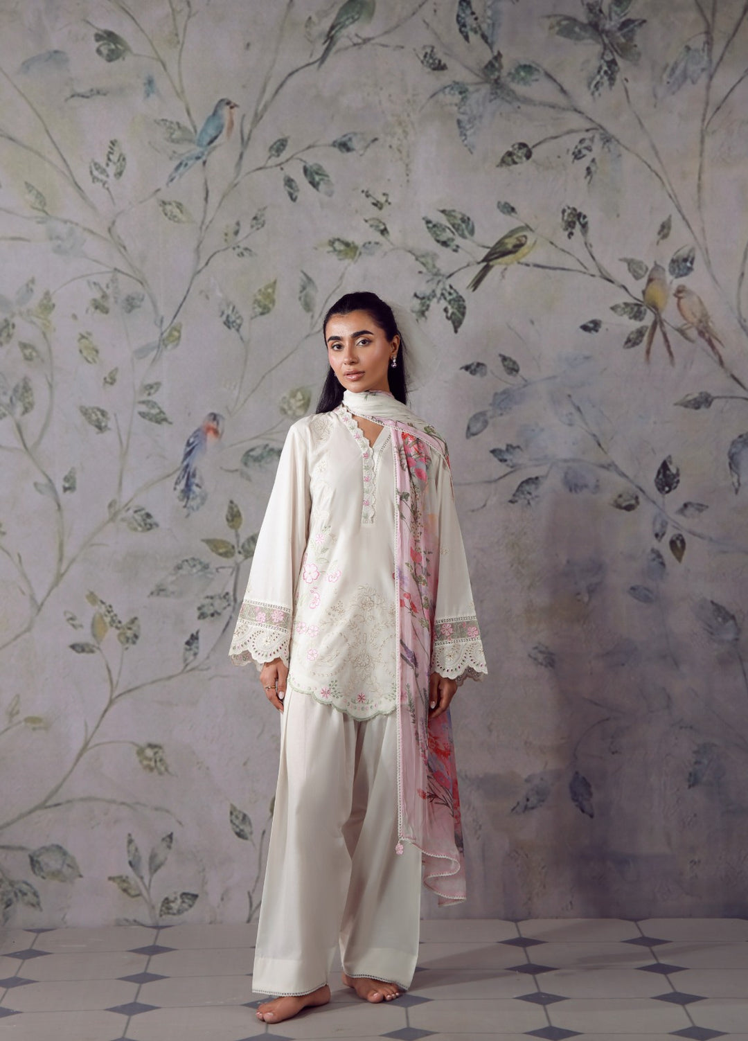 Sahar Women RTW Chikankari Cambric 3 Piece Suit Roselle Festive Collection