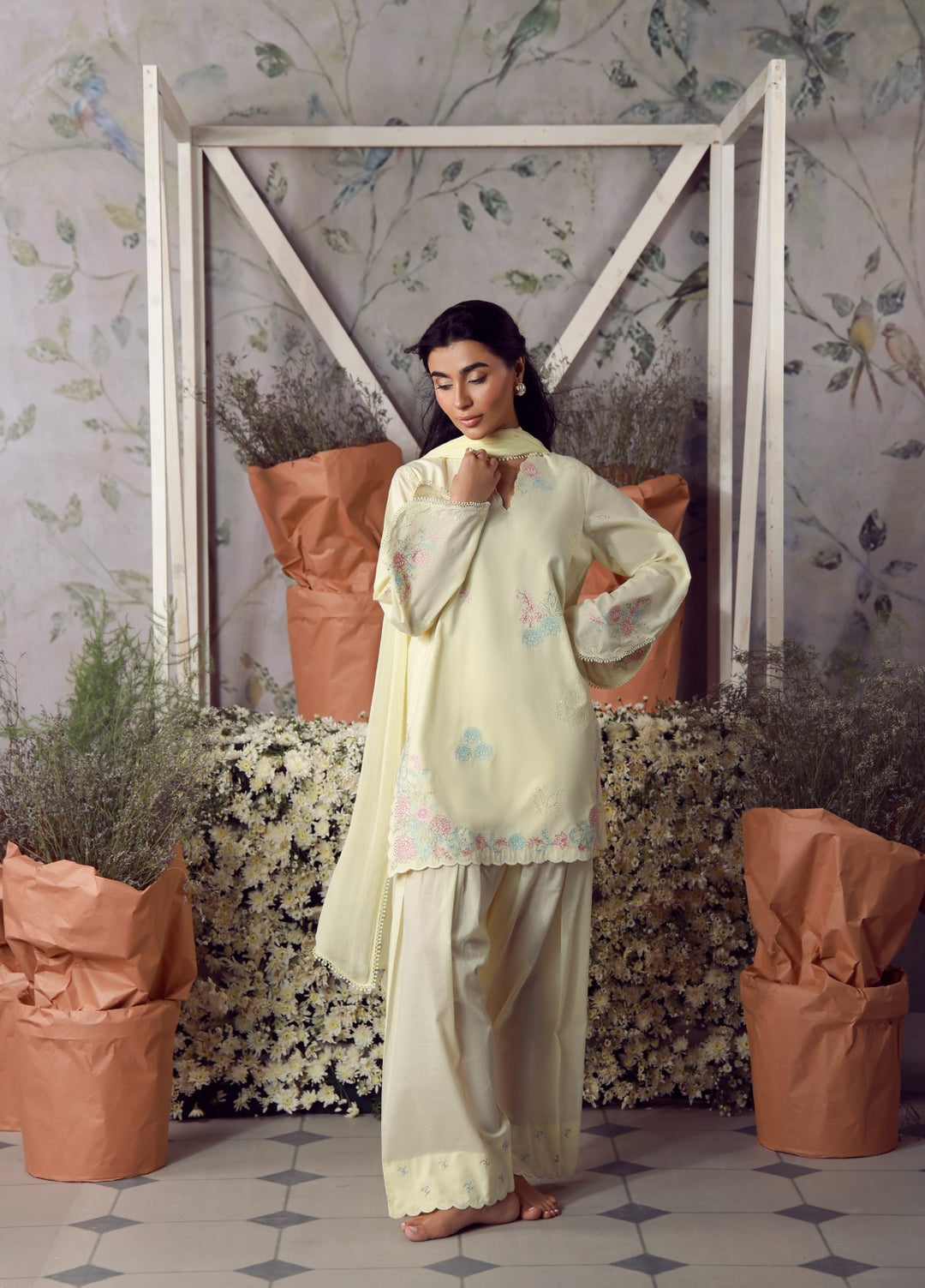 Sahar Women RTW Chikankari Cambric 3 Piece Suit BUTTERCUP Festive Collection
